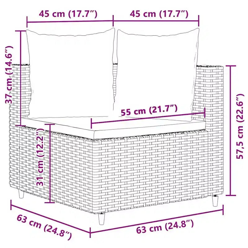 vidaXL loungeset voor terras met kussens, loungeset voor buiten, tuinmeubelen van polyrotan