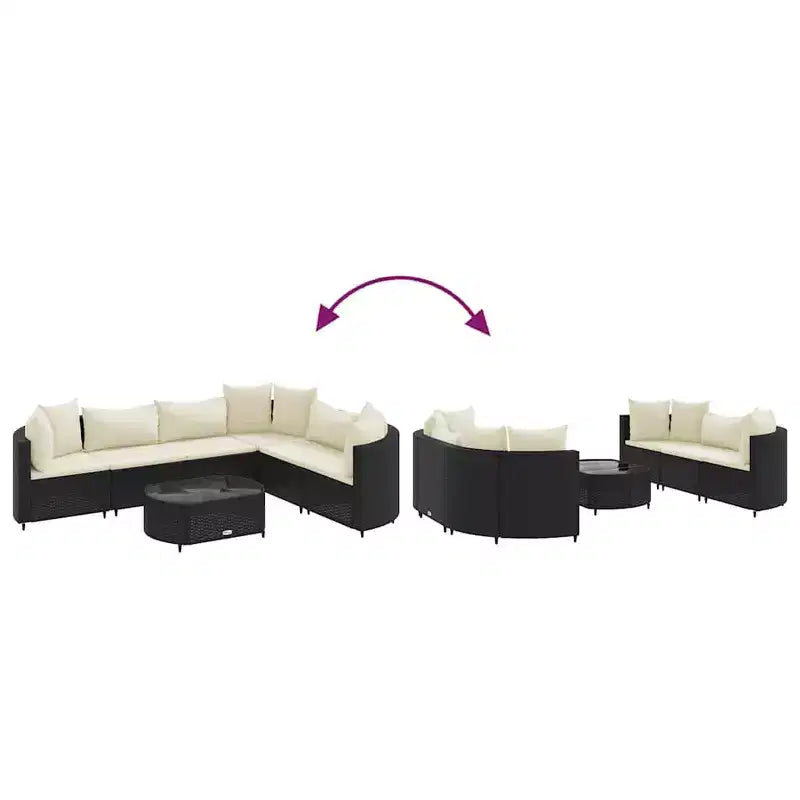 vidaXL loungeset voor terras met kussens, loungeset voor buiten, tuinmeubelen van polyrotan
