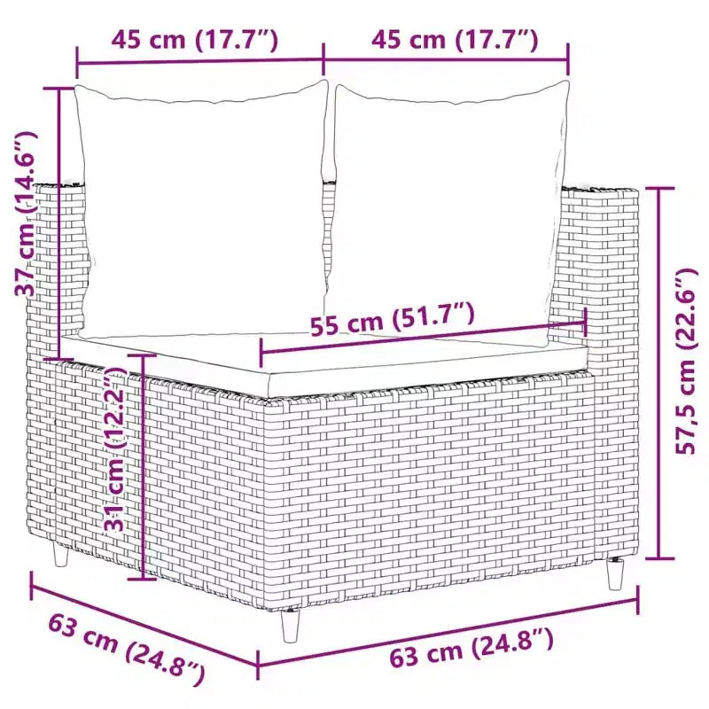 vidaXL loungeset voor terras met kussens, loungeset voor buiten, tuinmeubelen van polyrotan
