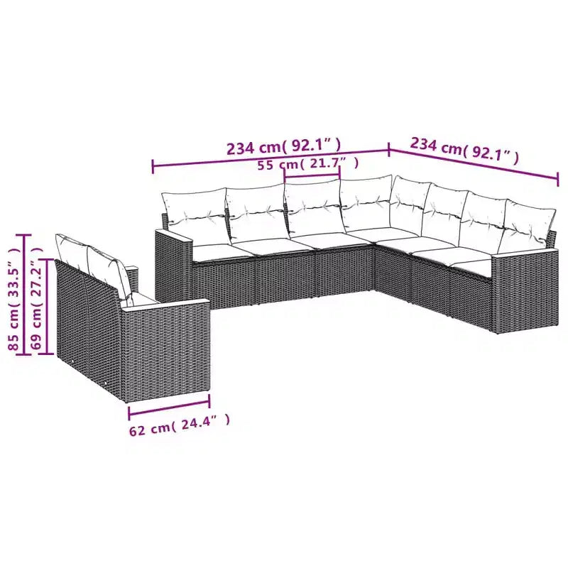 vidaXL Spacious Modular Outdoor Sofa Set with Removable Cushions