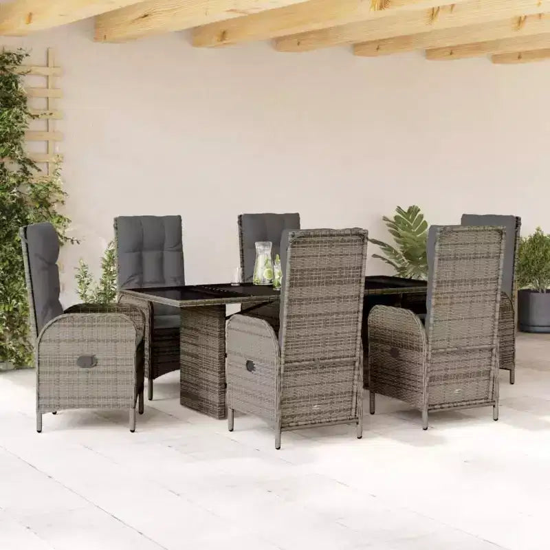 vidaXL Rectangular Garden Dining Set Poly Rattan