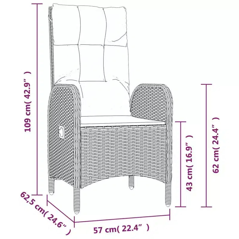 vidaXL Rectangular Garden Dining Set Poly Rattan