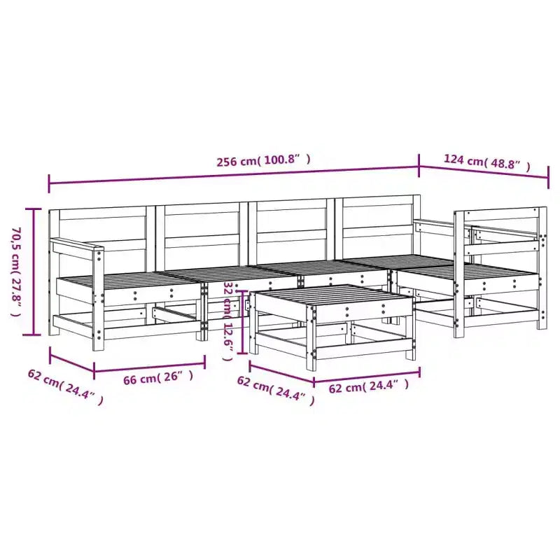 vidaXL loungeset voor terras, tuinmeubelset voor buiten van massief grenenhout