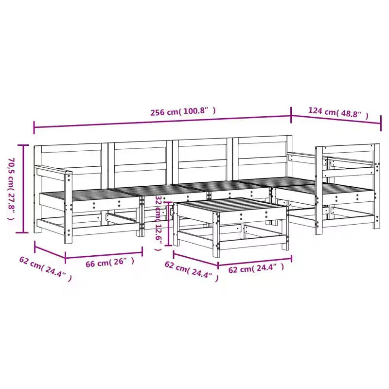 vidaXL loungeset voor terras, tuinmeubelset voor buiten van massief grenenhout