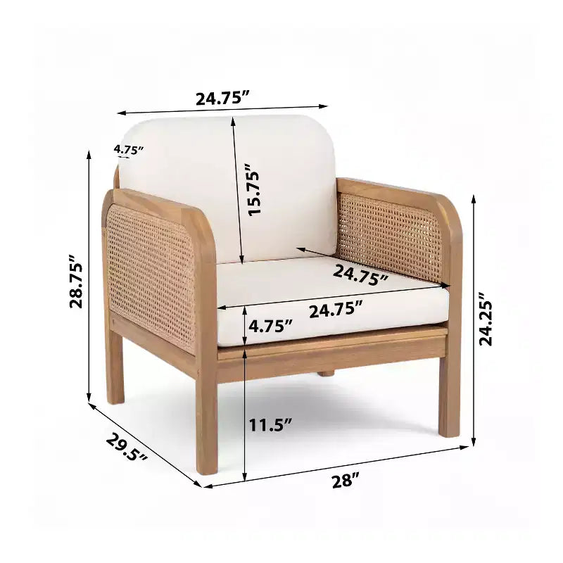 Christopher Knight Home Ximena 4-delige landelijke terrasmeubelset van acaciahout en wicker, met salontafel met lattenblad