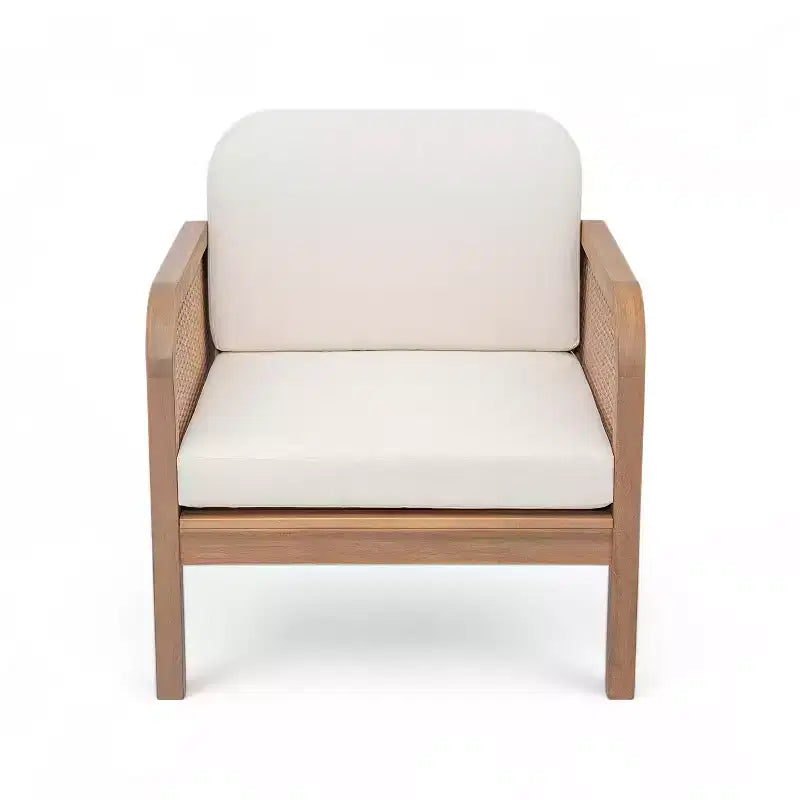 Christopher Knight Home Ximena 4-delige landelijke terrasmeubelset van acaciahout en wicker, met salontafel met lattenblad