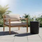 Christopher Knight Home Aditi moderne terrasmeubelset met lichte bijzettafel van beton en acaciahouten stoel