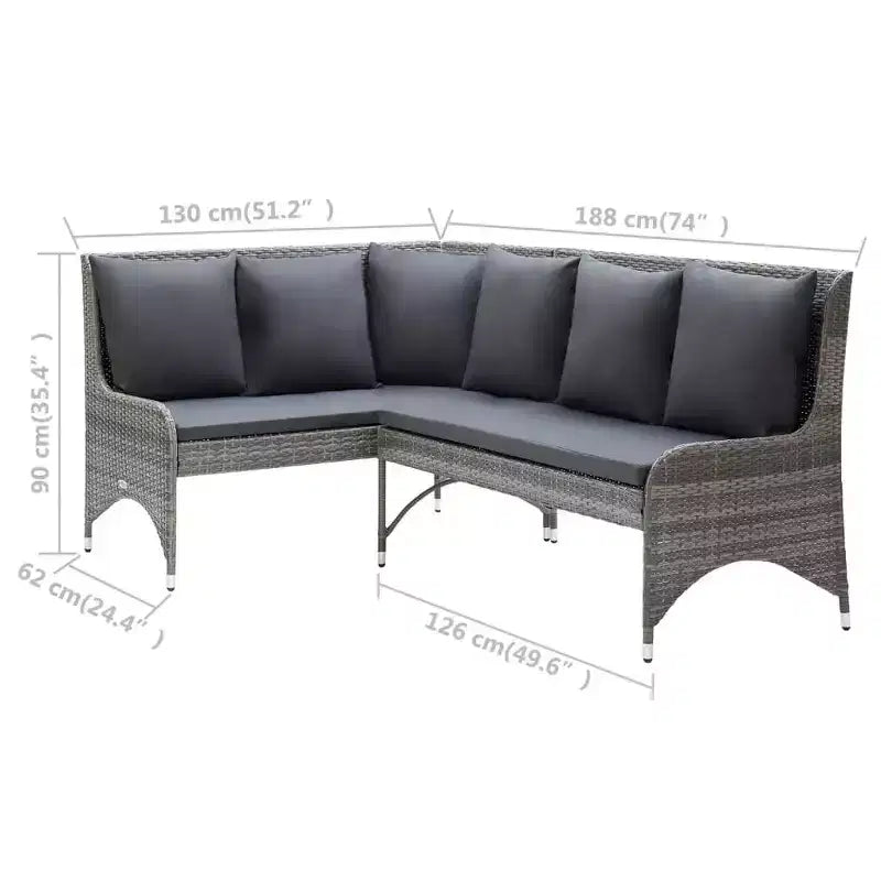 vidaXL Corner Sofa Outdoor Sectional Sofa Set with Cushions 2 Piece PE Rattan