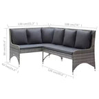 vidaXL Corner Sofa Outdoor Sectional Sofa Set with Cushions 2 Piece PE Rattan