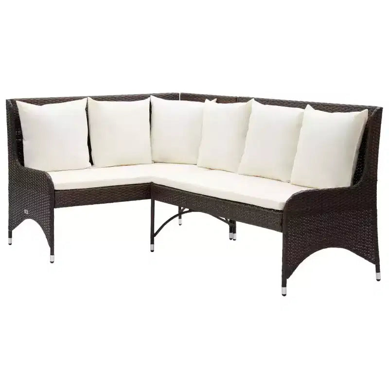 vidaXL Corner Sofa Outdoor Sectional Sofa Set with Cushions 2 Piece PE Rattan