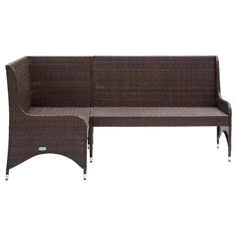 vidaXL Corner Sofa Outdoor Sectional Sofa Set with Cushions 2 Piece PE Rattan