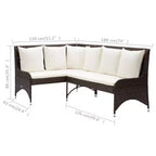 vidaXL Corner Sofa Outdoor Sectional Sofa Set with Cushions 2 Piece PE Rattan