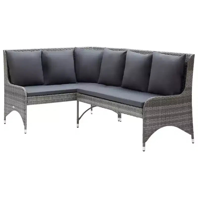 vidaXL Corner Sofa Outdoor Sectional Sofa Set with Cushions 2 Piece PE Rattan