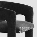 Round Dining Table Set with 2 Chenille Armchairs, Modern Pedestal Table and Upholstered Chairs with Full Back and Arms-Panipeachy