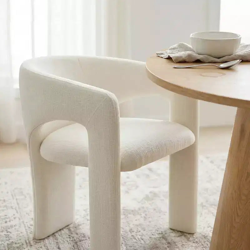 Round Dining Table Set with 2 Chenille Armchairs, Modern Pedestal Table and Upholstered Chairs with Full Back and Arms-Panipeachy