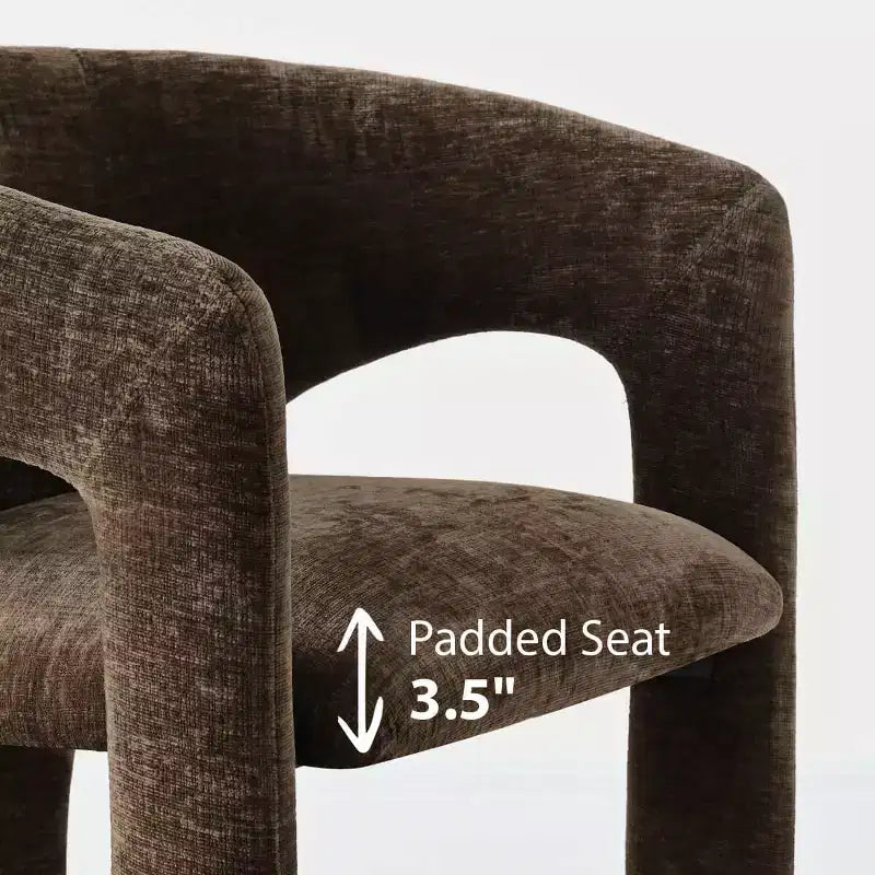 Round Dining Table Set with 2 Chenille Armchairs, Modern Pedestal Table and Upholstered Chairs with Full Back and Arms-Panipeachy