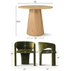 Round Dining Table Set with 2 Chenille Armchairs, Modern Pedestal Table and Upholstered Chairs with Full Back and Arms-Panipeachy