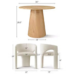 Round Dining Table Set with 2 Chenille Armchairs, Modern Pedestal Table and Upholstered Chairs with Full Back and Arms-Panipeachy