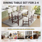3-Piece Counter Height Dining Set with Faux Marble Table and 2 Upholstered Chairs, for Pub Kitchen or Small Space