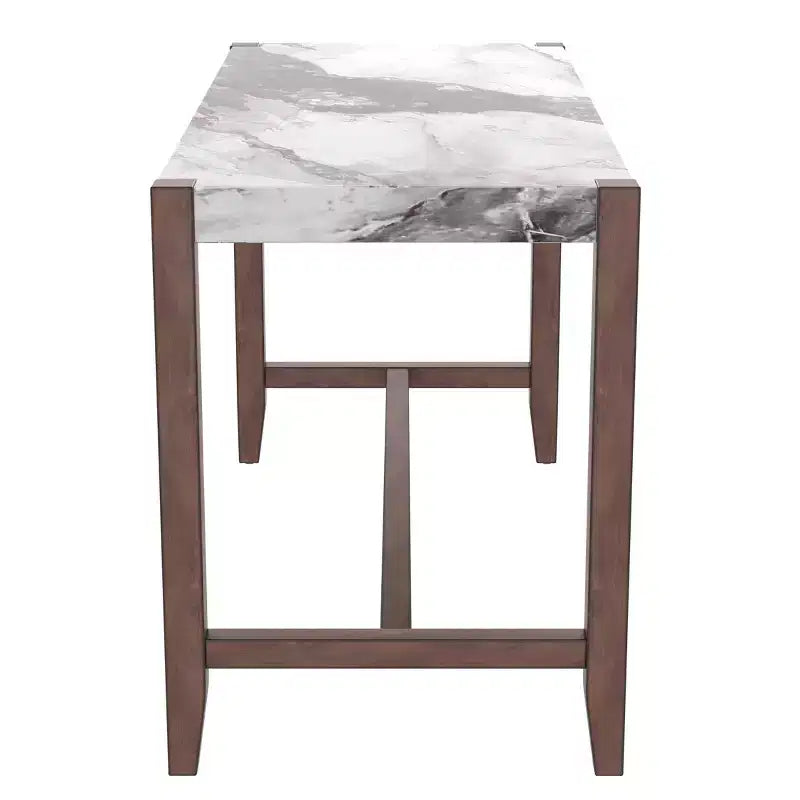 3-Piece Counter Height Dining Set with Faux Marble Table and 2 Upholstered Chairs, for Pub Kitchen or Small Space