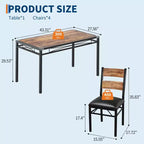 Space-Saving MDF Dining Table Set with Iron Base  Nesting Chairs for Small Kitchen, Apartment or Breakfast Nook