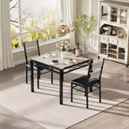 Space-Saving MDF Dining Table Set with Iron Base  Nesting Chairs for Small Kitchen, Apartment or Breakfast Nook