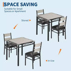Space-Saving MDF Dining Table Set with Iron Base  Nesting Chairs for Small Kitchen, Apartment or Breakfast Nook
