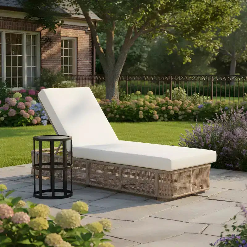 Christopher Knight Home Manon 2 Piece Outdoor Adjustable Rope Chaise Lounge with Ceramic Tile End Table