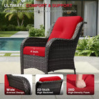 UPTIOT Outdoor 2-Piece Wicker Chair Set with Fire Pit Table and All-Weather Cushions