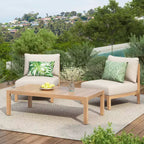 Christopher Knight Home Phanupong moderne 3-delige terraszitset van acaciahout met gevlochten touw en lattenontwerp