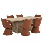Christopher Knight Home Wichai Modern 7 Piece Wooden and Metal Dining Set with Swivel Chairs and Rectangular Table