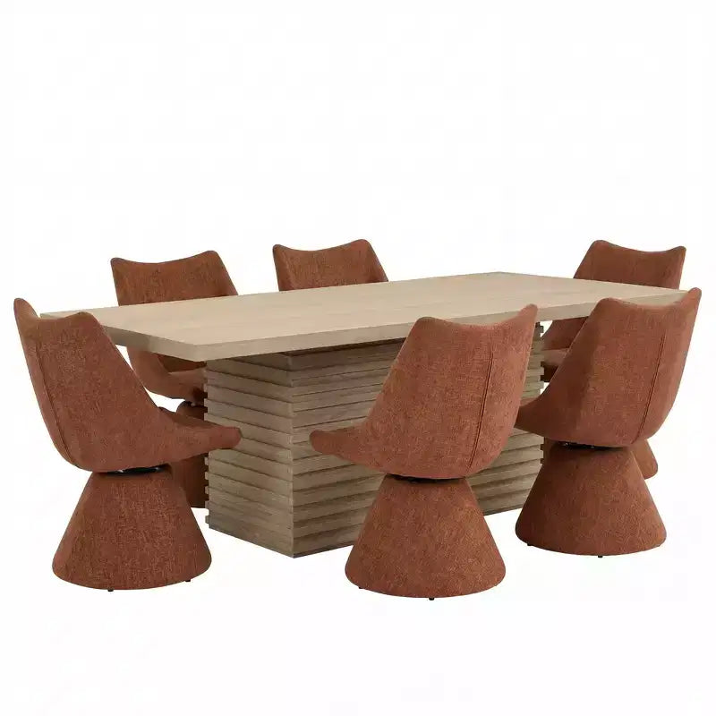 Christopher Knight Home Wichai Modern 7 Piece Wooden and Metal Dining Set with Swivel Chairs and Rectangular Table