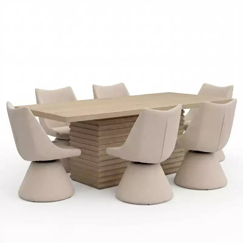 Christopher Knight Home Wichai Modern 7 Piece Wooden and Metal Dining Set with Swivel Chairs and Rectangular Table