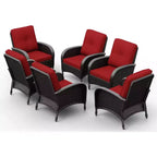 UPTIOT 6-Piece Outdoor Wicker Chair Set with Premium Olefin Cushions