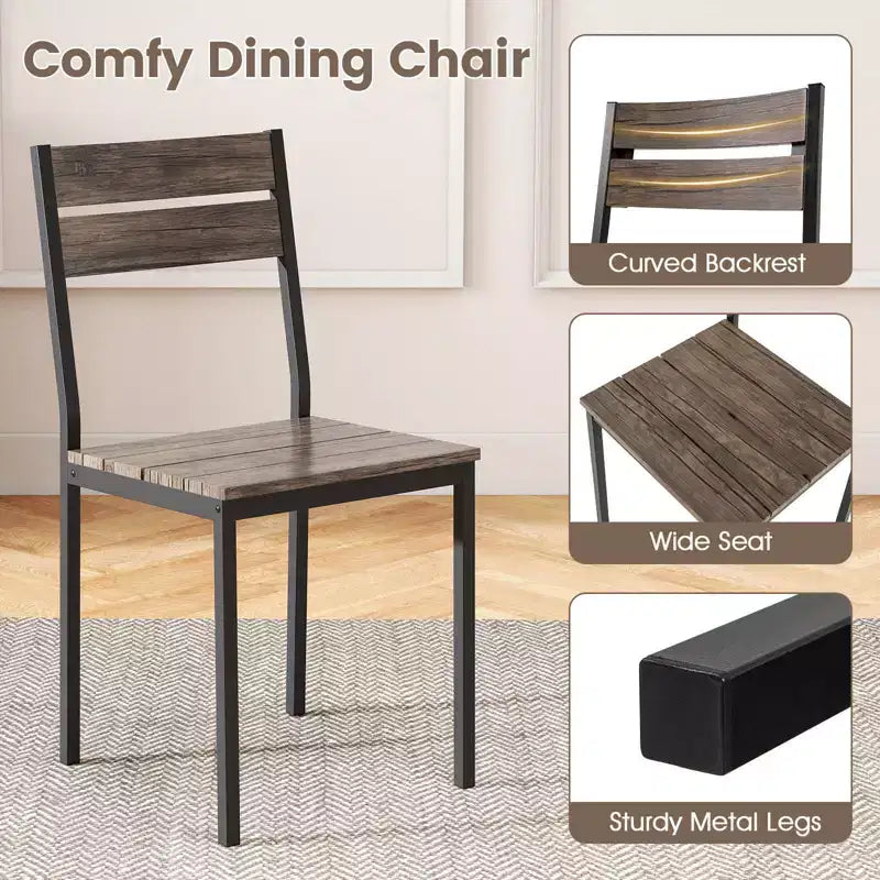 Costway 47 Dining Table Set for 4, Wooden Kitchen Table with 2 Chairs & Bench, Metal Frame