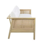 ModernLuxe 4/5-delige loungeset voor buiten, hoekbankgroep van acaciahout en wicker met waterdichte kussens, licht teak/crème
