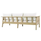 ModernLuxe 4/5-delige loungeset voor buiten, hoekbankgroep van acaciahout en wicker met waterdichte kussens, licht teak/crème