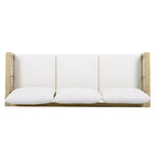 ModernLuxe 4/5-delige loungeset voor buiten, hoekbankgroep van acaciahout en wicker met waterdichte kussens, licht teak/crème