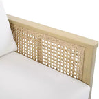 ModernLuxe 4/5-delige loungeset voor buiten, hoekbankgroep van acaciahout en wicker met waterdichte kussens, licht teak/crème