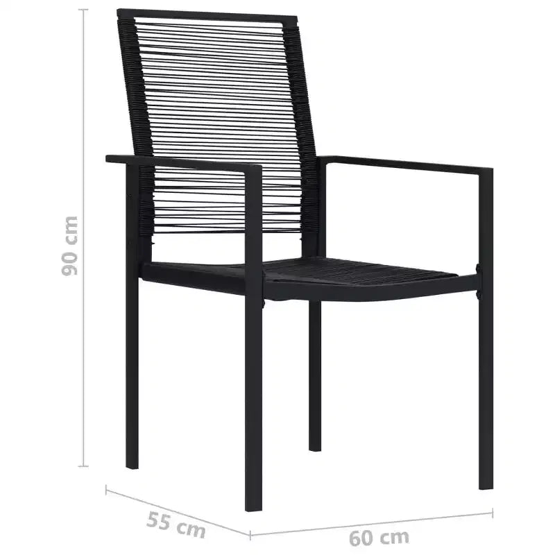 vidaXL Eetkamerset Zwart Glas, Gepoedercoat Staal, Hol PVC-rattan