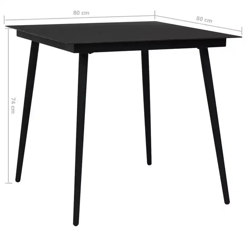 vidaXL Eetkamerset Zwart Glas, Gepoedercoat Staal, Hol PVC-rattan