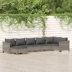 vidaXL grote loungeset voor de tuin, grijs PE-rattan, gepoedercoat staal