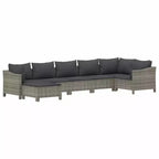 vidaXL grote loungeset voor de tuin, grijs PE-rattan, gepoedercoat staal