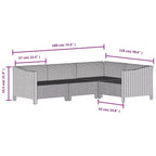 vidaXL grote loungeset voor de tuin, grijs PE-rattan, gepoedercoat staal