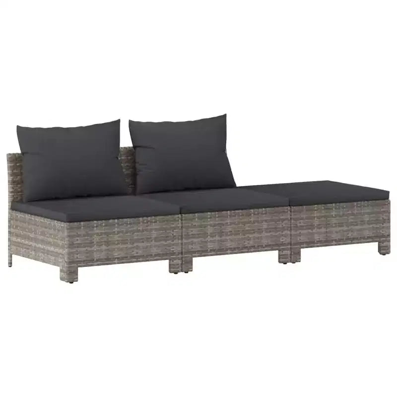 vidaXL grote loungeset voor de tuin, grijs PE-rattan, gepoedercoat staal