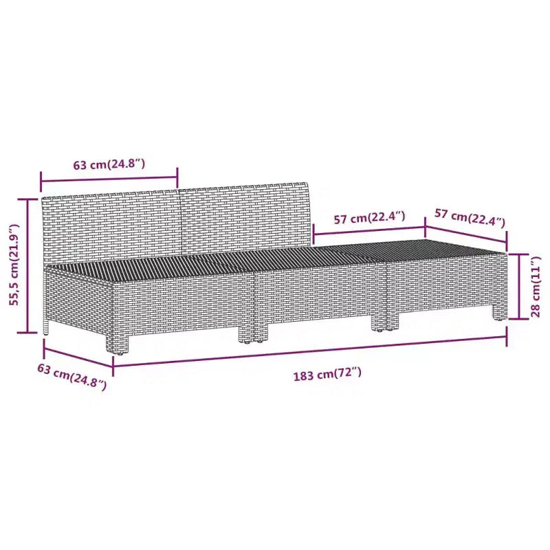 vidaXL grote loungeset voor de tuin, grijs PE-rattan, gepoedercoat staal