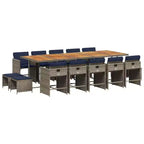 vidaXL Patio Dining Set Set of 14 Gray, Navy Blue