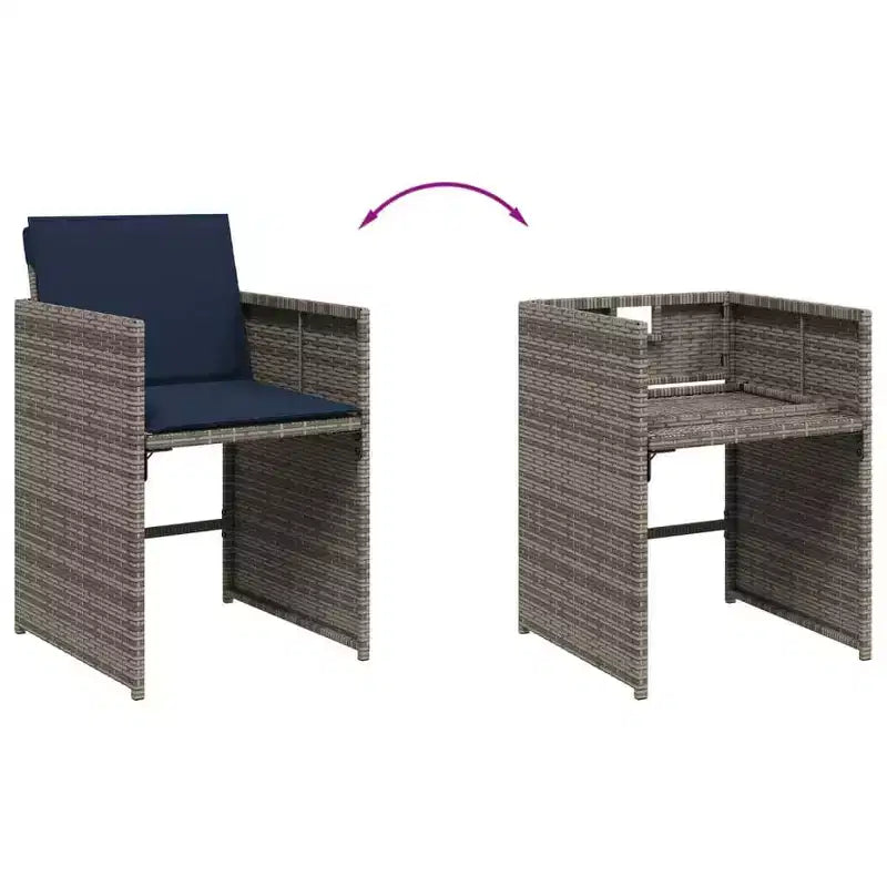 vidaXL Terraseetset, set van 14, grijs, marineblauw