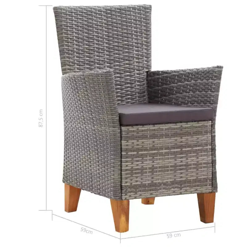 vidaXL Dining Set Natural, grey, dark grey