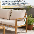 GDFStudio Ajay Modern 4 Piece Aluminum Outdoor Seating Set with Cushion and Rectangular Table